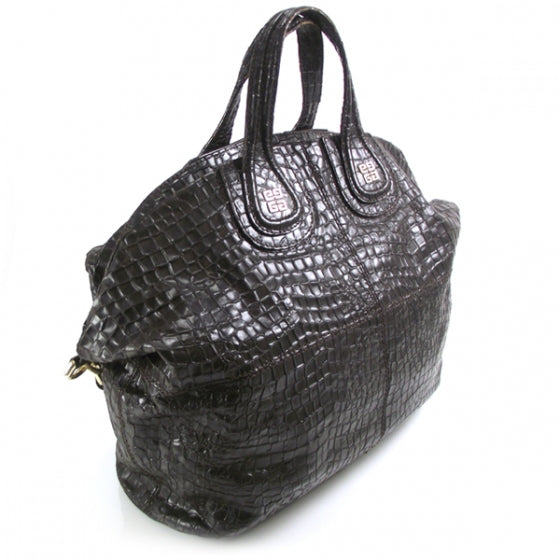 Givenchy Calfskin Crocodile Embossed Nightingale Dark Brown 3 of 10