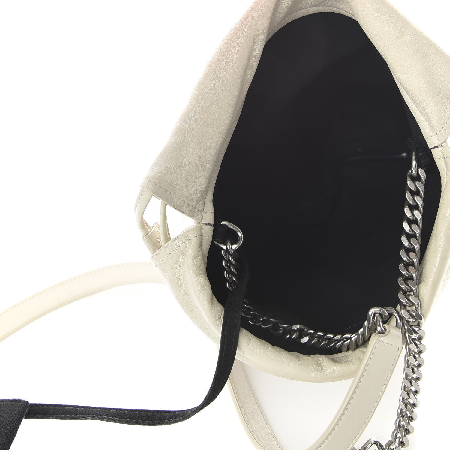 Saint Laurent Lambskin Small Teddy Bucket Bag White 5 of 8