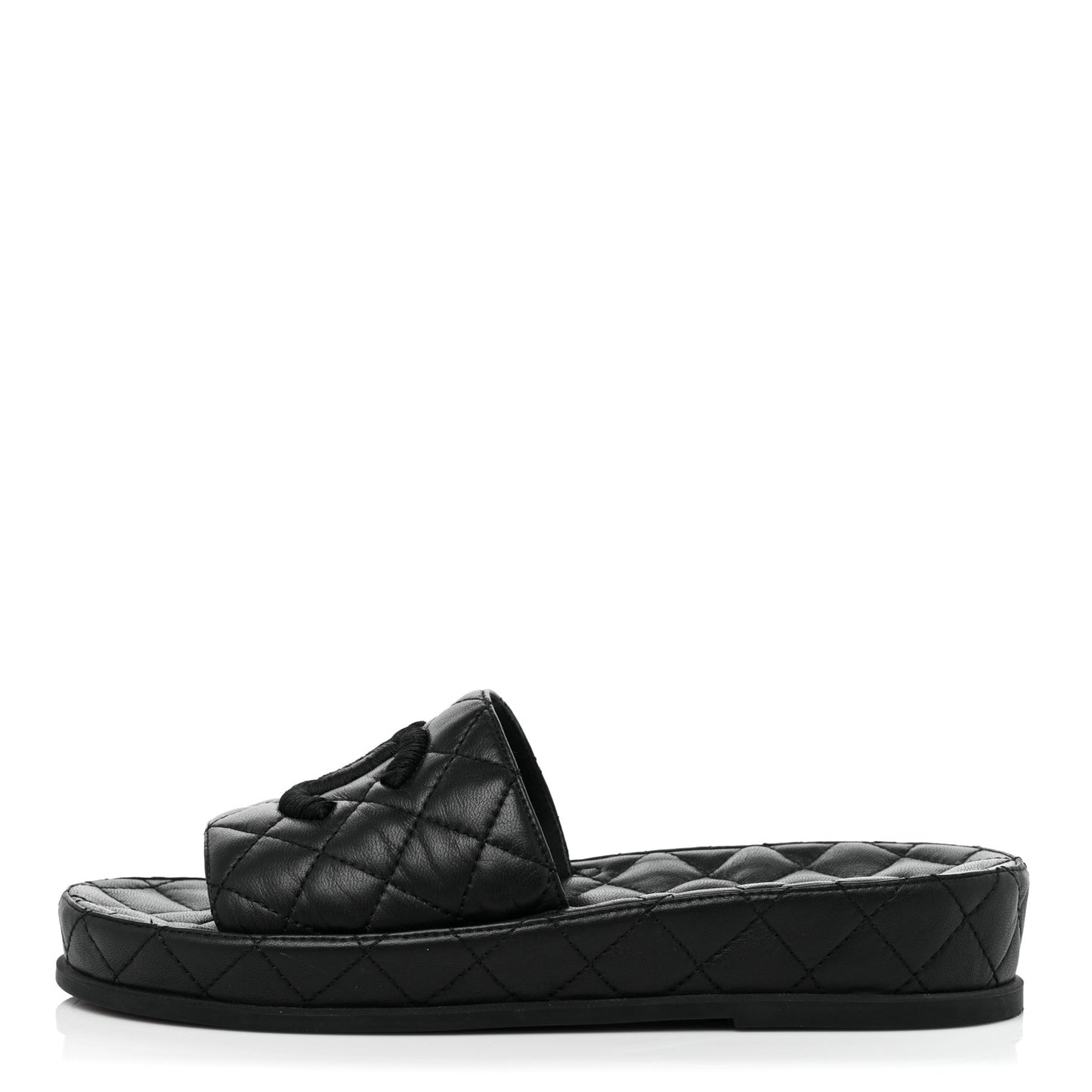 Lambskin Quilted CC Mules Sandals 39 Black
