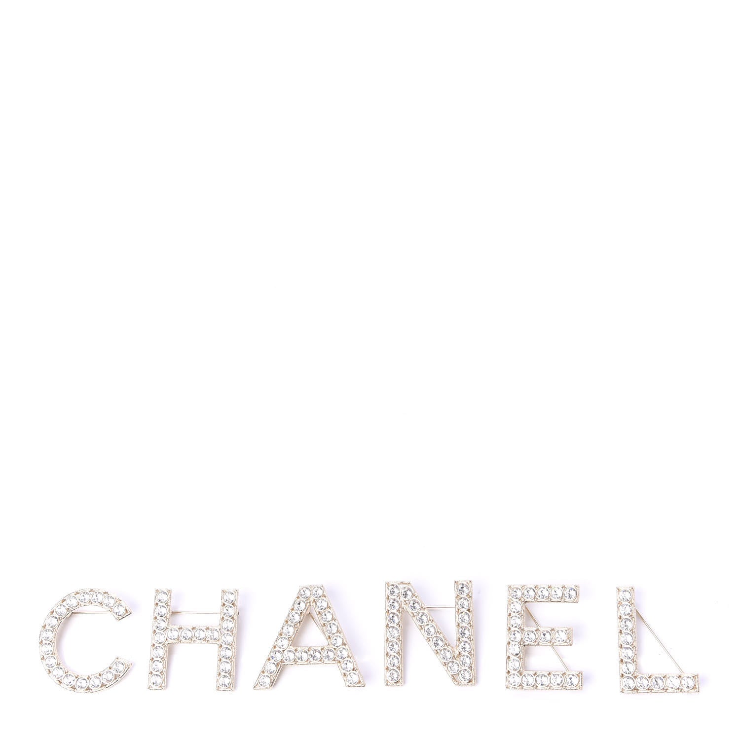Chanel Crystal Cha-Nel Logo Brooch Set Gold 1 of 10