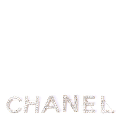 Chanel Crystal Cha-Nel Logo Brooch Set Gold 1 of 10