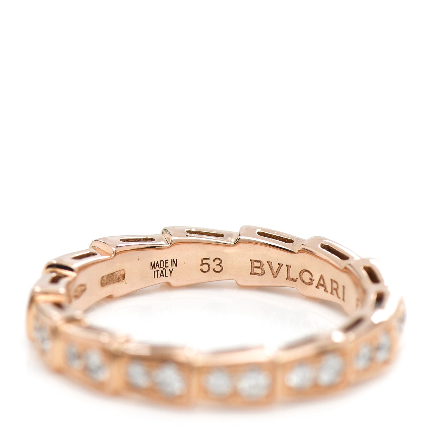 18K Rose Gold Diamond Serpenti Viper Band Ring 53 6.5