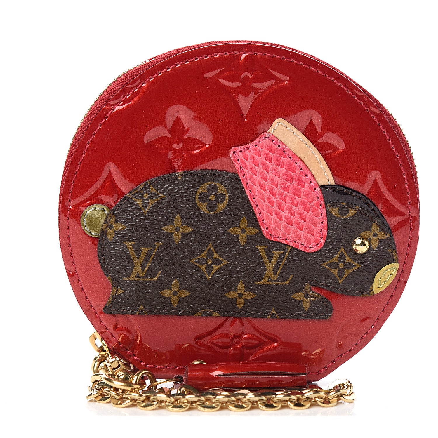 Louis Vuitton Vernis Animania Lapin Bunny Round Coin Purse Pomme D'Amour 1 of 5