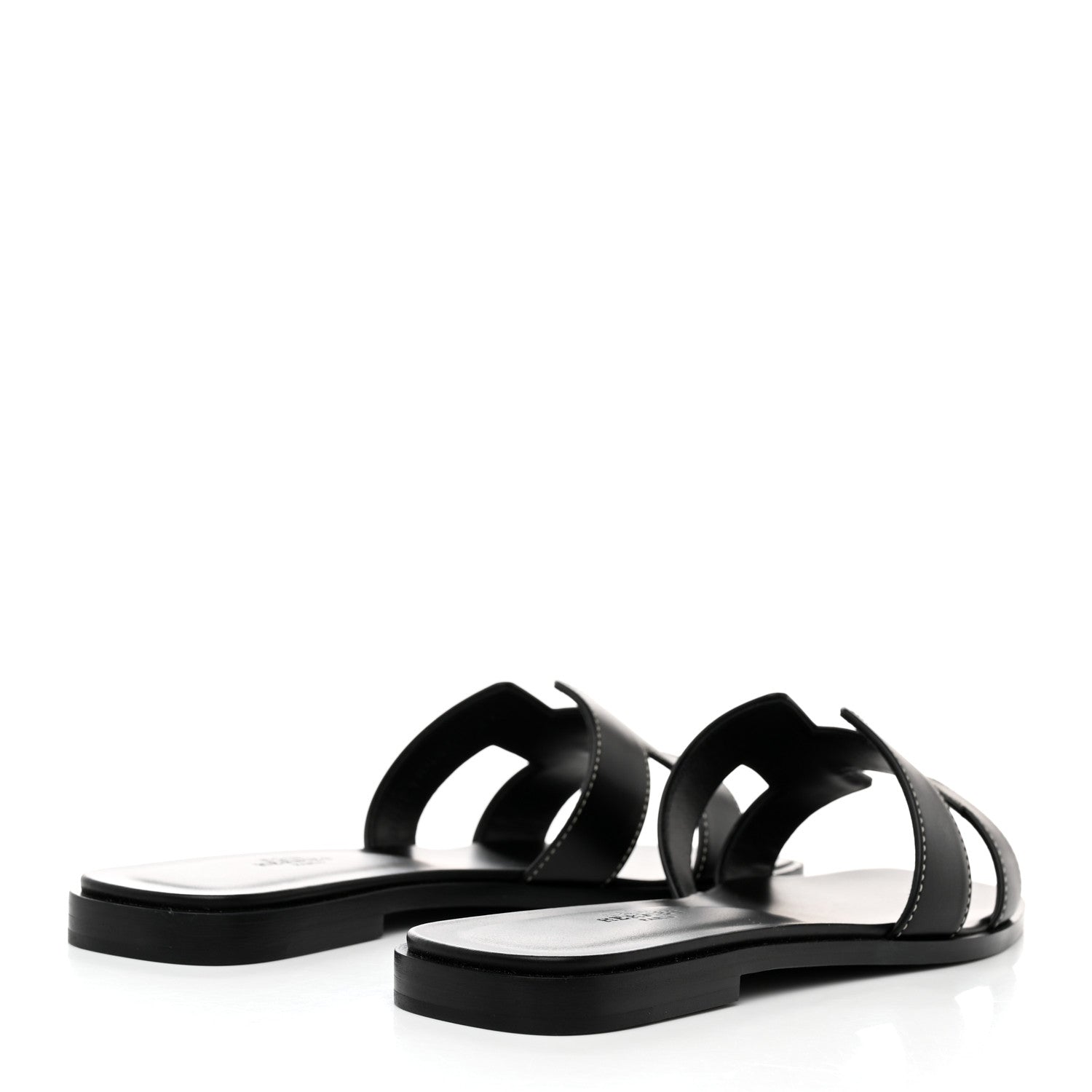Hermes Box Calfskin Oran Sandals 37.5 Black 4 of 9