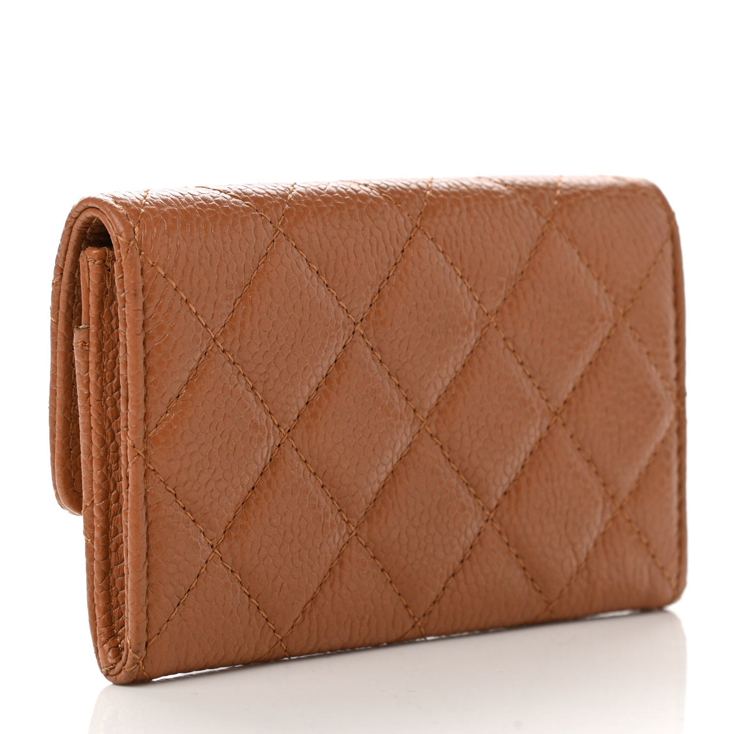 Caviar Quilted Card Holder Light Brown