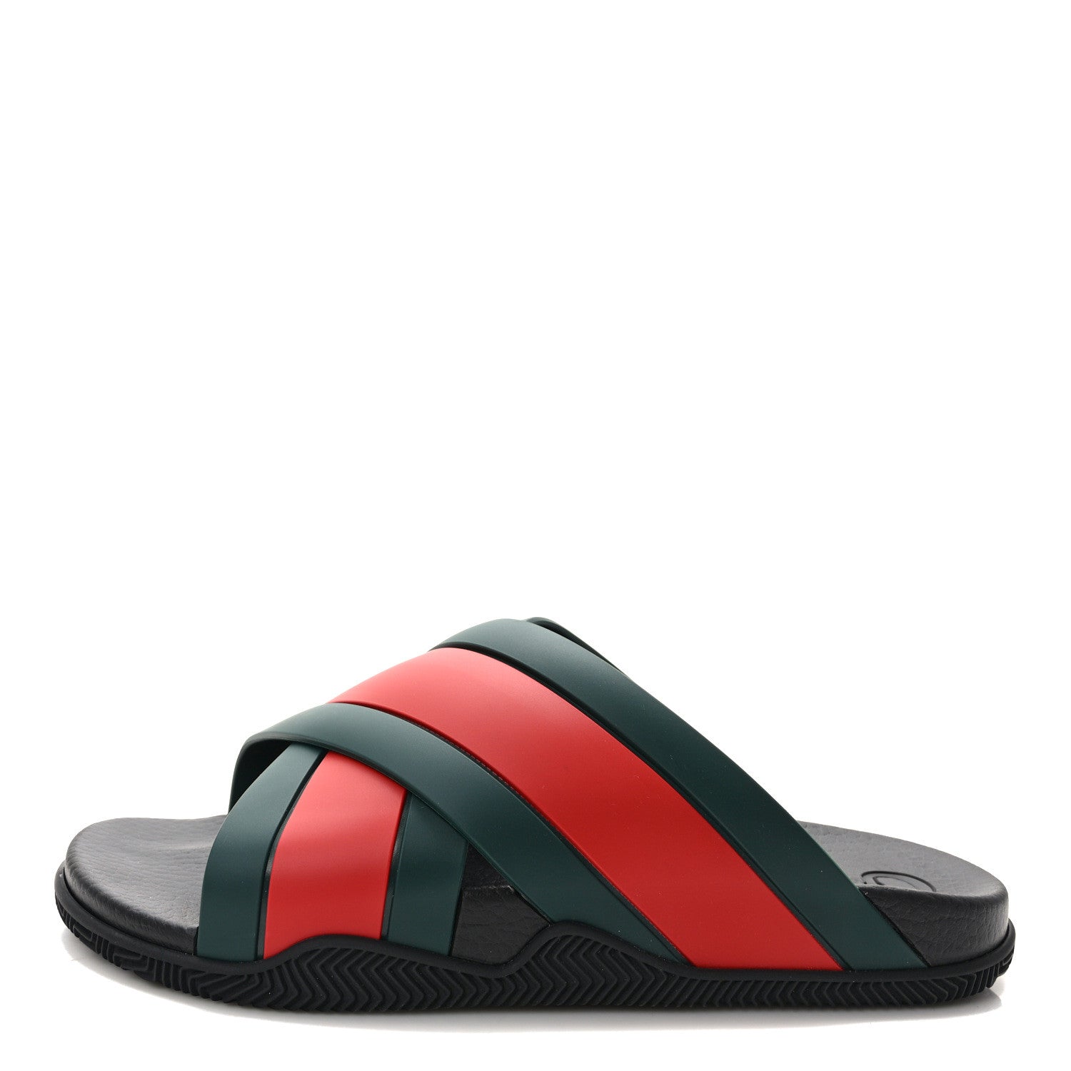 Gucci Rubber Web Mens Criss Cross Slide Sandals 9 Green Red 1 of 7