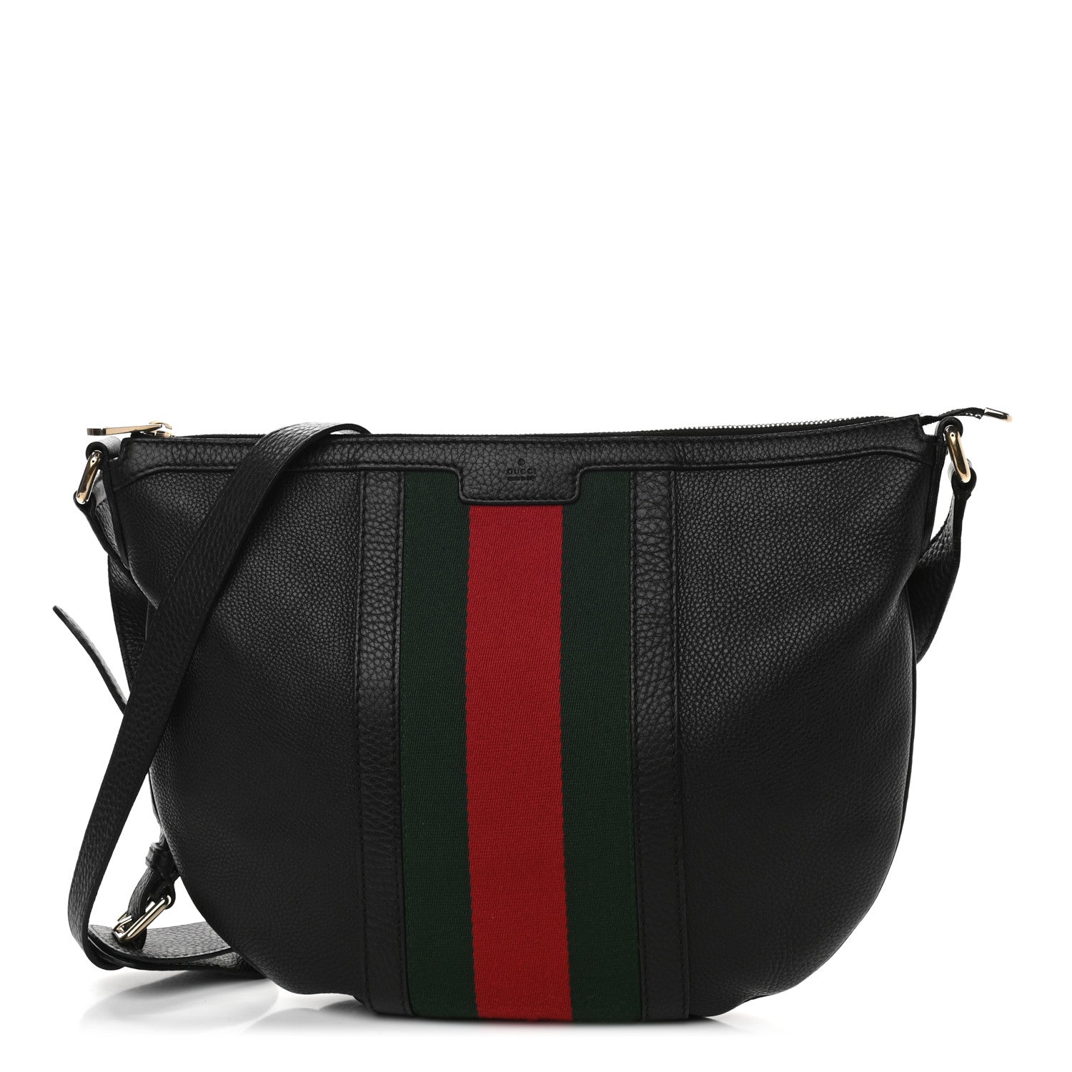 Gucci Pebbled Calfskin Vintage Web Medium Half Moon Hobo Black 1 of 11