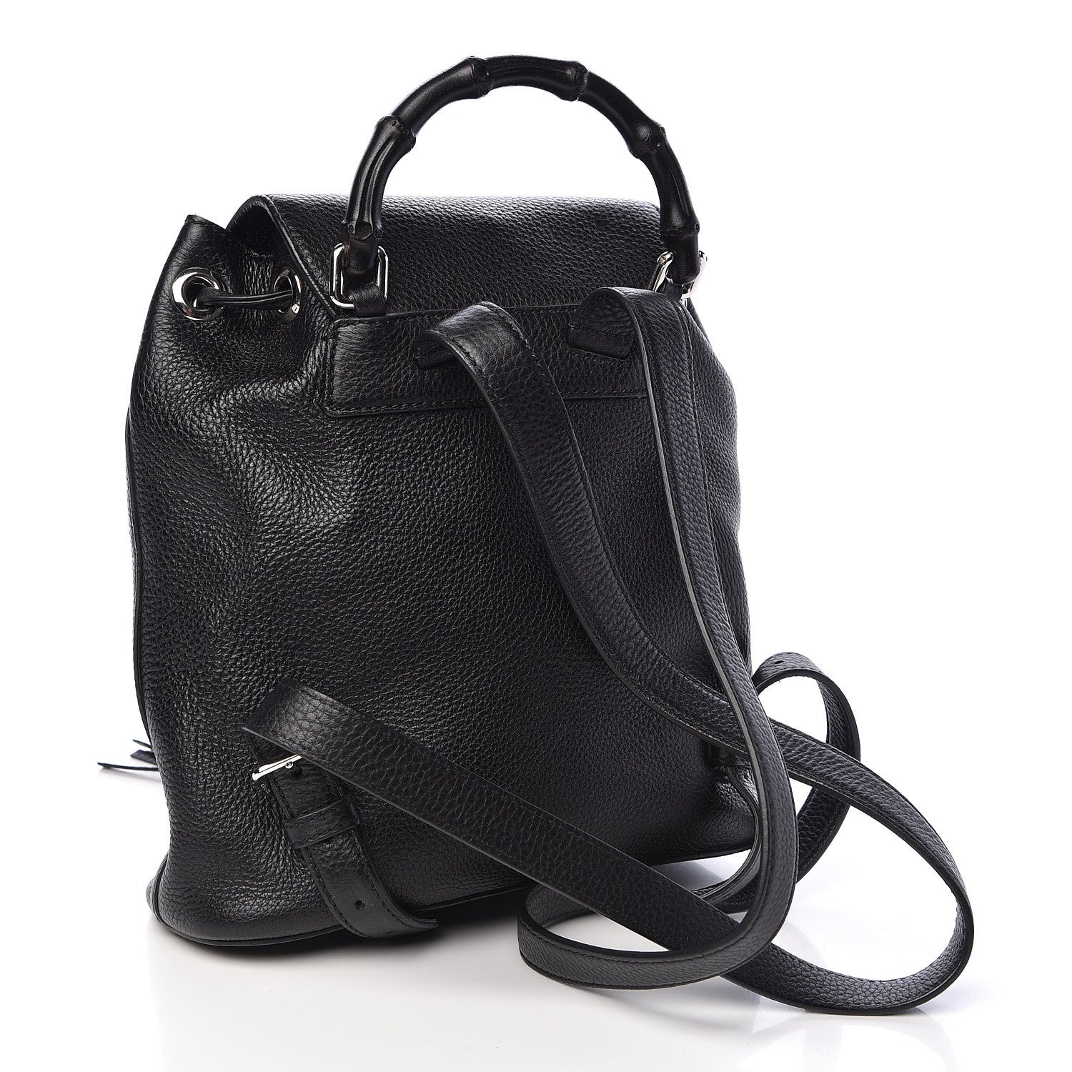 Gucci Calfskin Small Bamboo Backpack Black 3 of 10