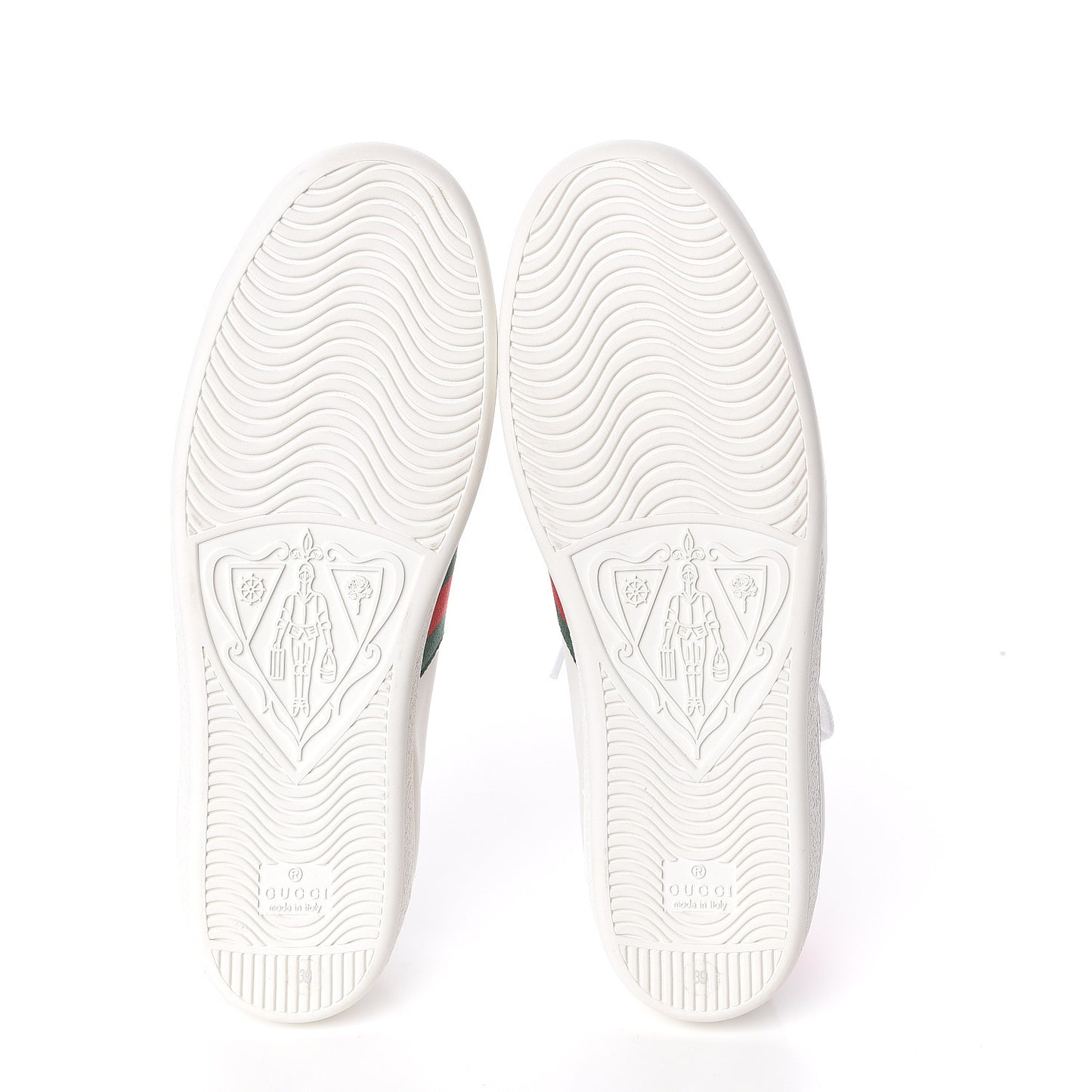 Calfskin Web Heart Embroidered Womens Ace Sneakers 38 White