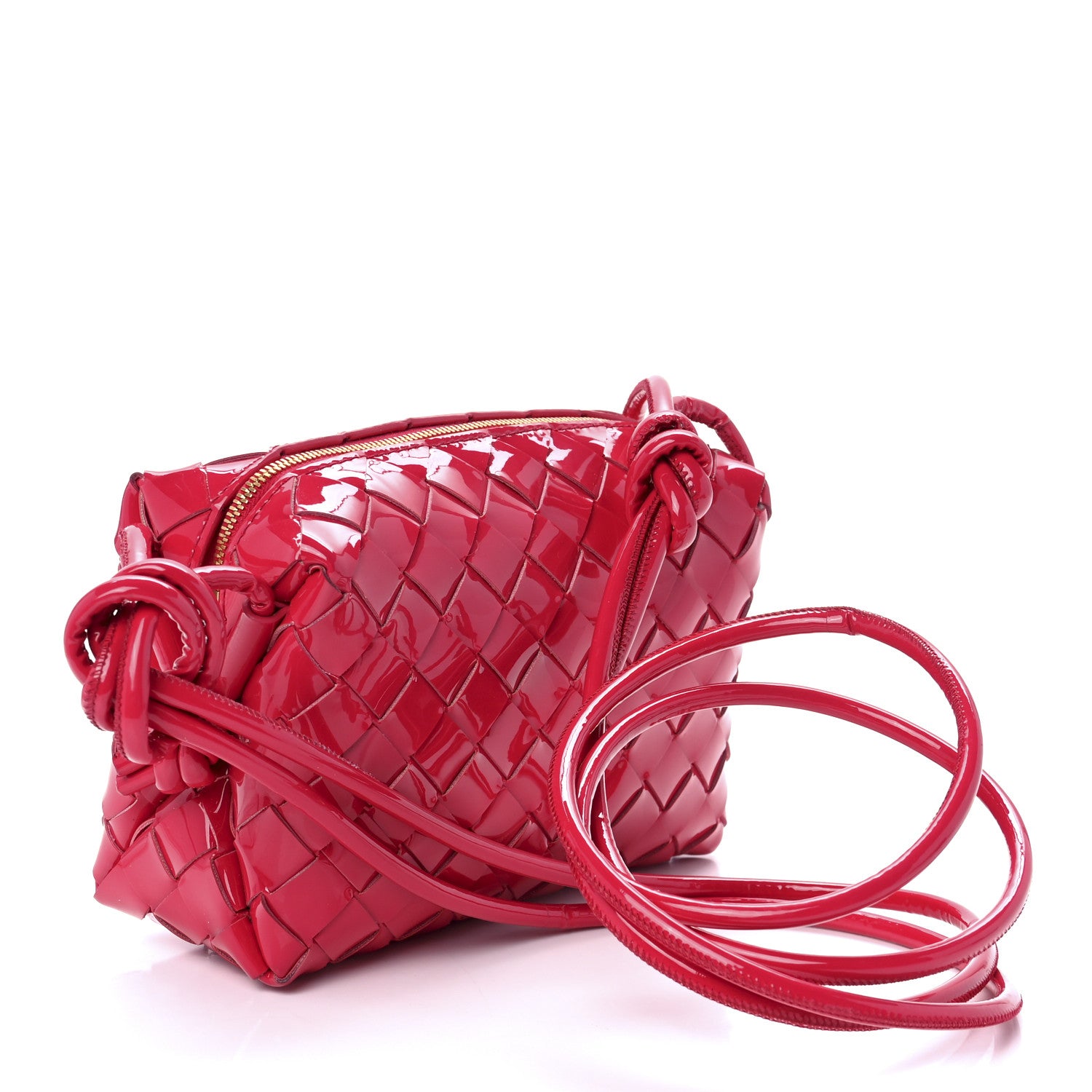 Bottega Veneta Patent Nappa Intrecciato Mini Loop Camera Bag Candy Stripe 3 of 10