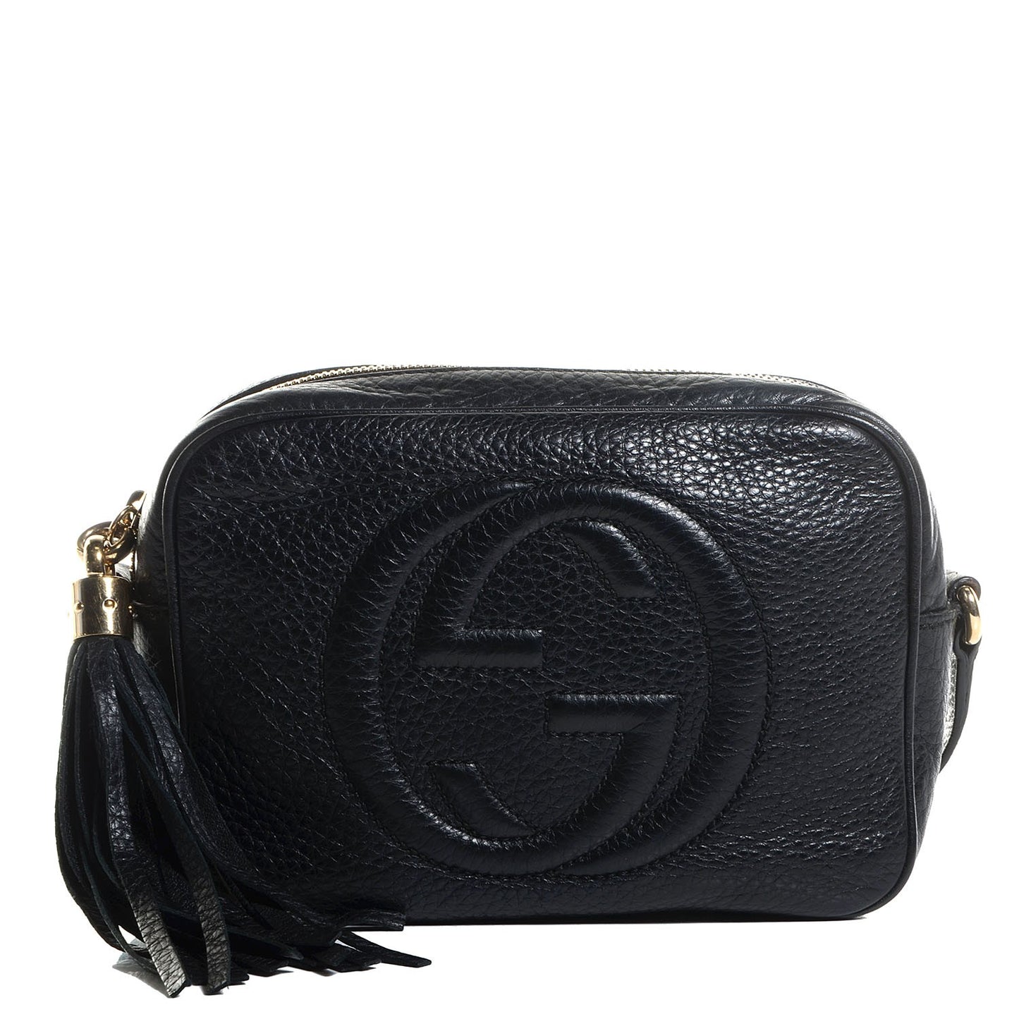 Pebbled Calfskin Small Soho Disco Bag Black