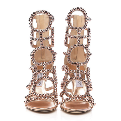 Jimmy Choo Metallic Nappa Leja 100 Sandals 38.5 Tea Rose Copper 2 of 8