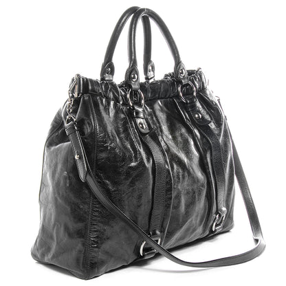 Miu Miu Leather Vitello Lux Gathered Tote Black 3 of 7