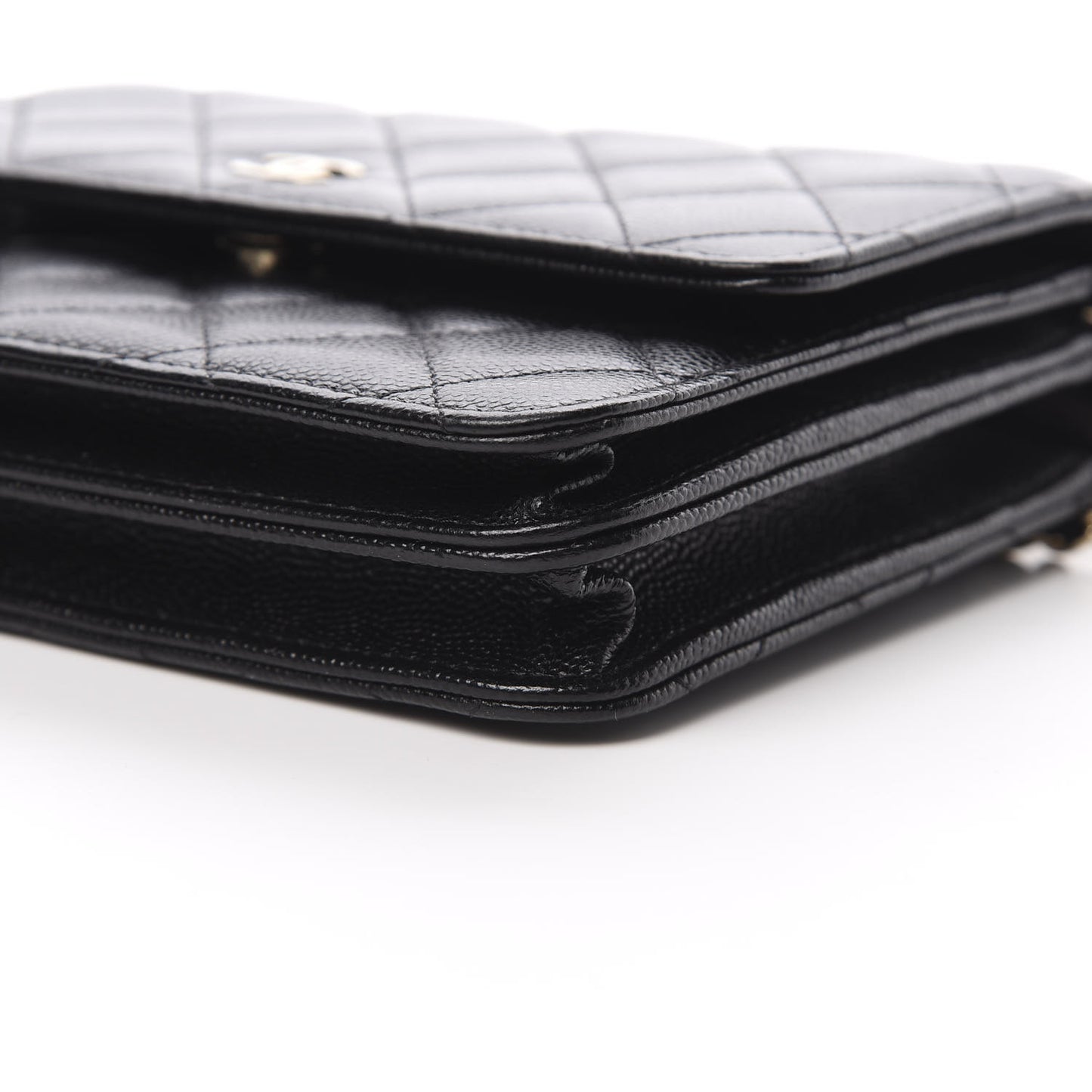 Caviar Quilted Square Wallet On Chain WOC Black