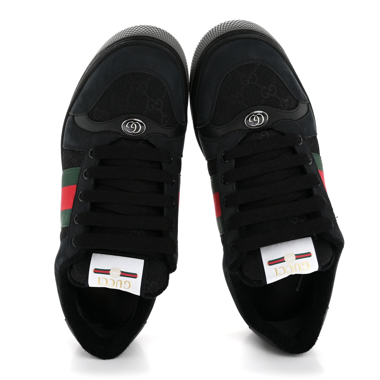 Calfskin Nylon GG Monogram Calfskin Web Mens Screener Sneakers 8.5 Black