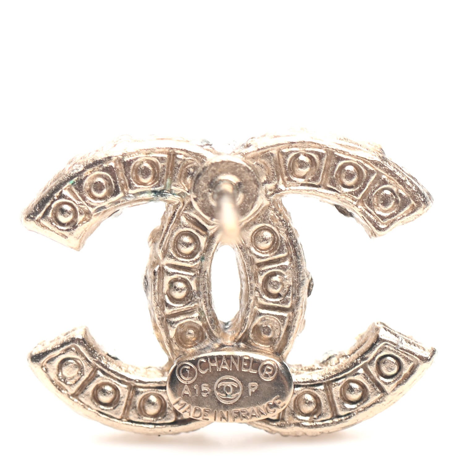 Chanel Crystal Pearl CC Earrings Gold 4 of 5
