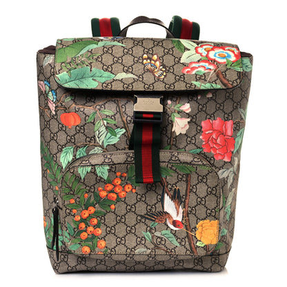 Gucci GG Supreme Monogram Tian Web Single Buckle Backpack Beige Multicolor New Acero 1 of 12