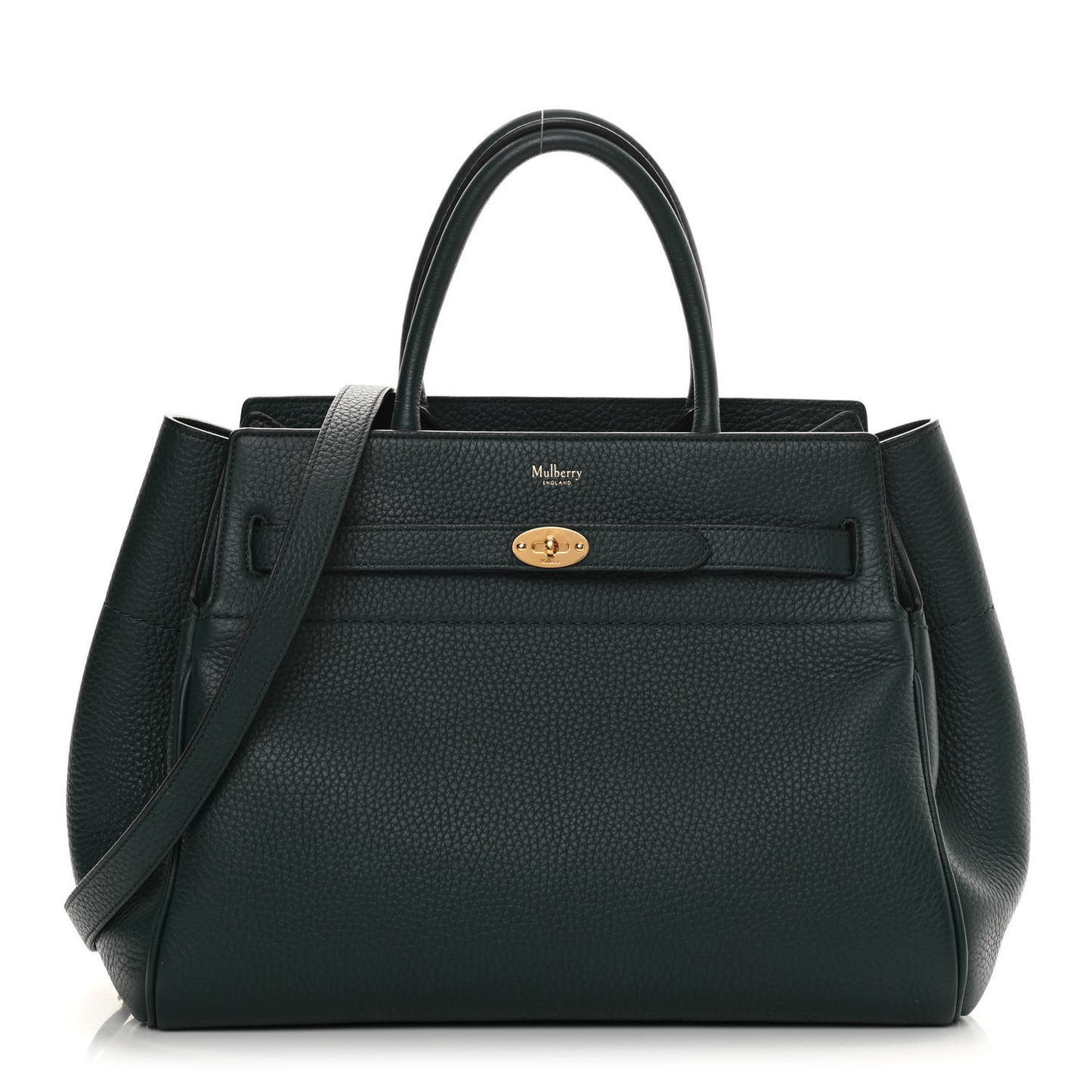 Heavy Grain Belted Bayswater Tote Mulberry Green