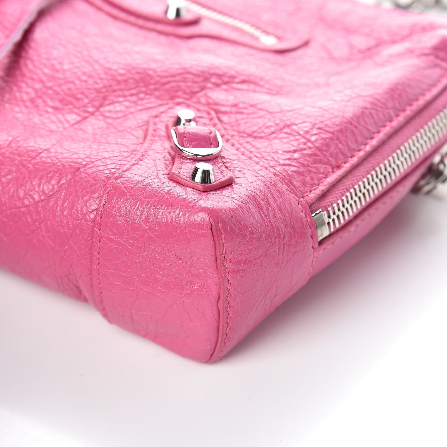 Balenciaga Agneau Arena Classic Silver Hardware Pouch With A Chain Crossbody Rose Flamingo 9 of 9