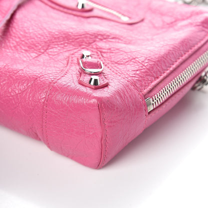 Balenciaga Agneau Arena Classic Silver Hardware Pouch With A Chain Crossbody Rose Flamingo 9 of 9