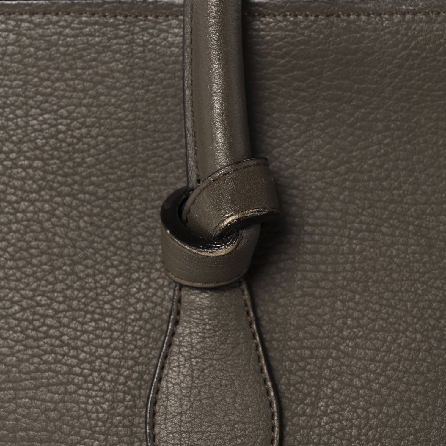 Celine Crisped Calfskin Small Tie Knot Tote Dark Khaki 33 of 39