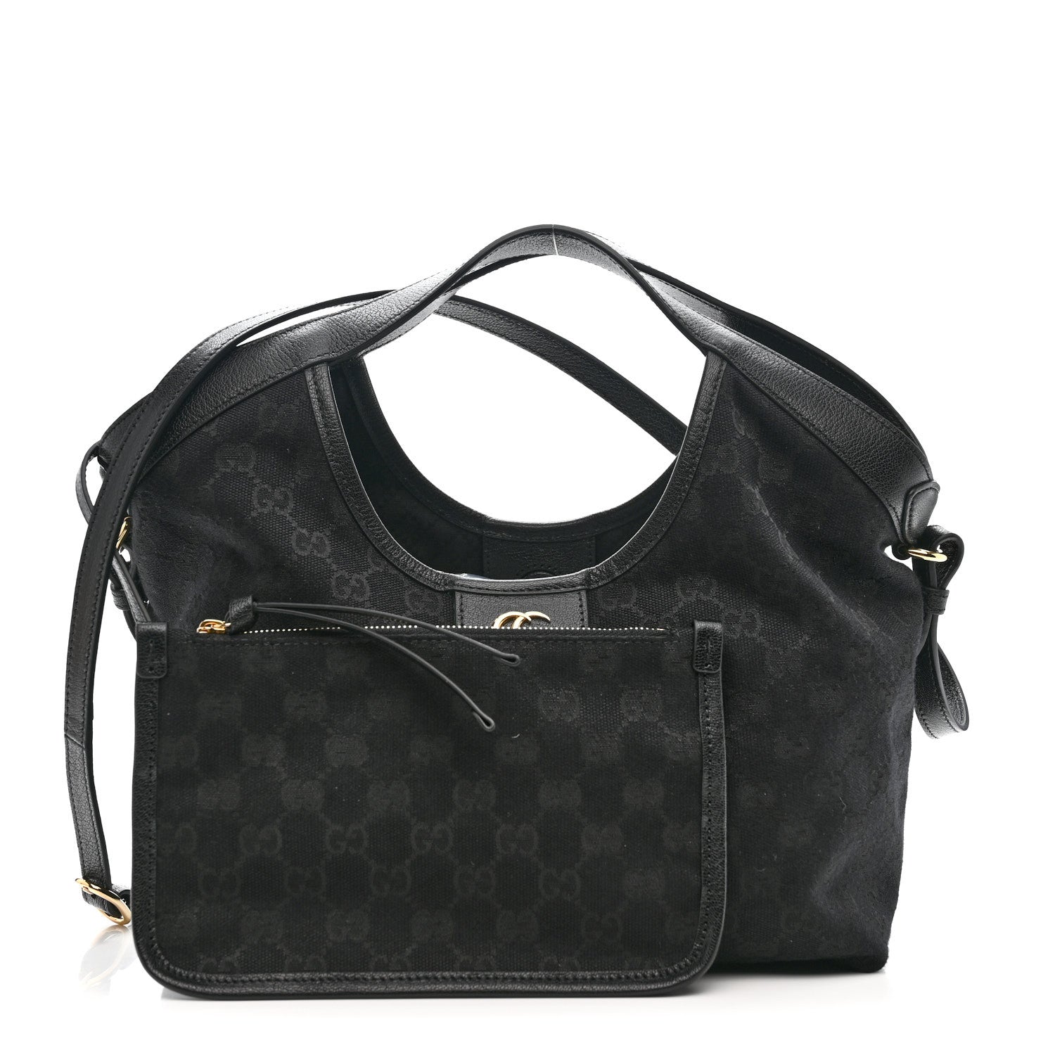 Gucci Denim GG Monogram Web Small Giglio Tote Black 2 of 9