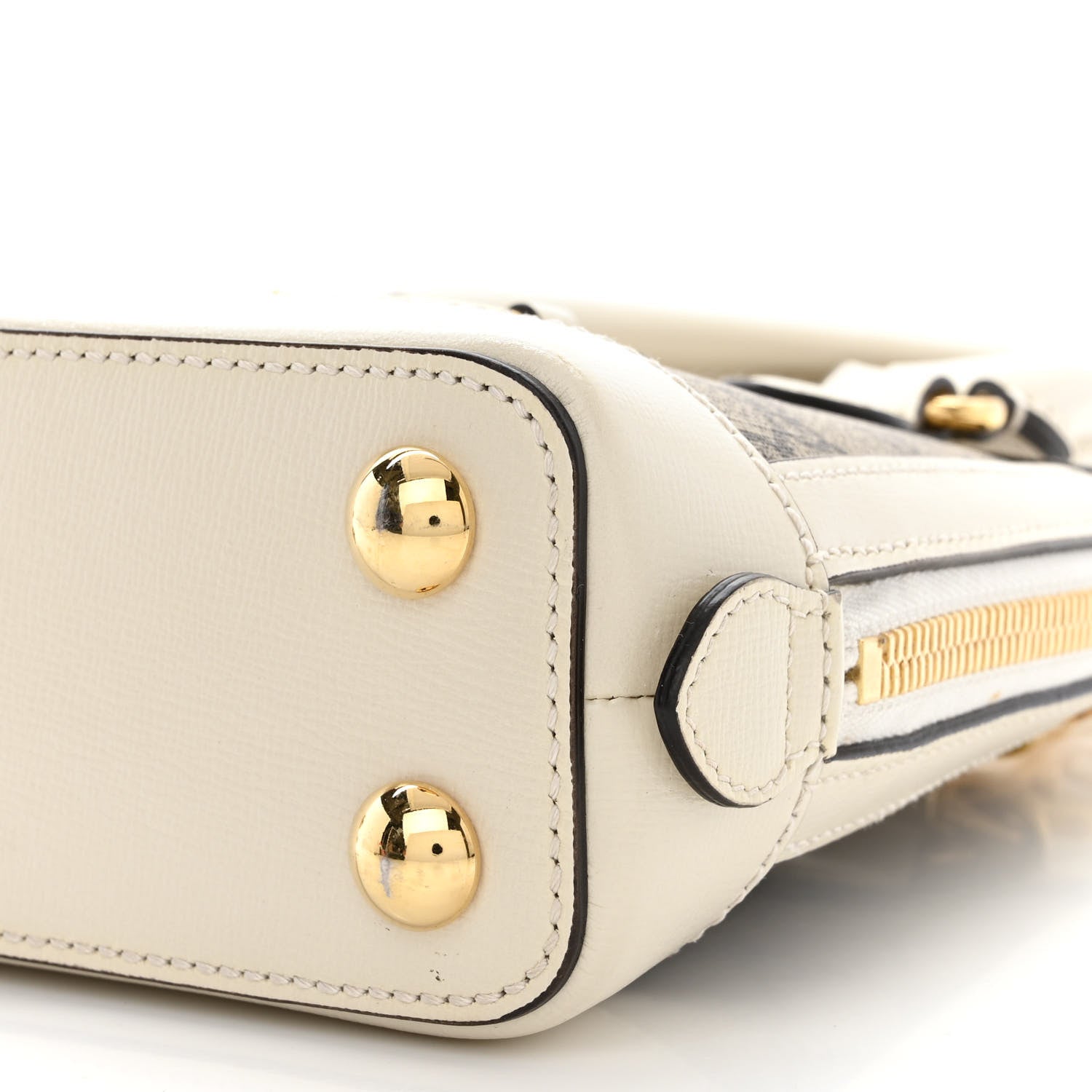 Gucci GG Supreme Monogram Azalea Calfskin Mini Horsebit 1955 Top Handle Bag Beige Ebony Mystic White 10 of 12
