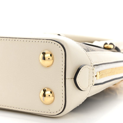 Gucci GG Supreme Monogram Azalea Calfskin Mini Horsebit 1955 Top Handle Bag Beige Ebony Mystic White 10 of 12