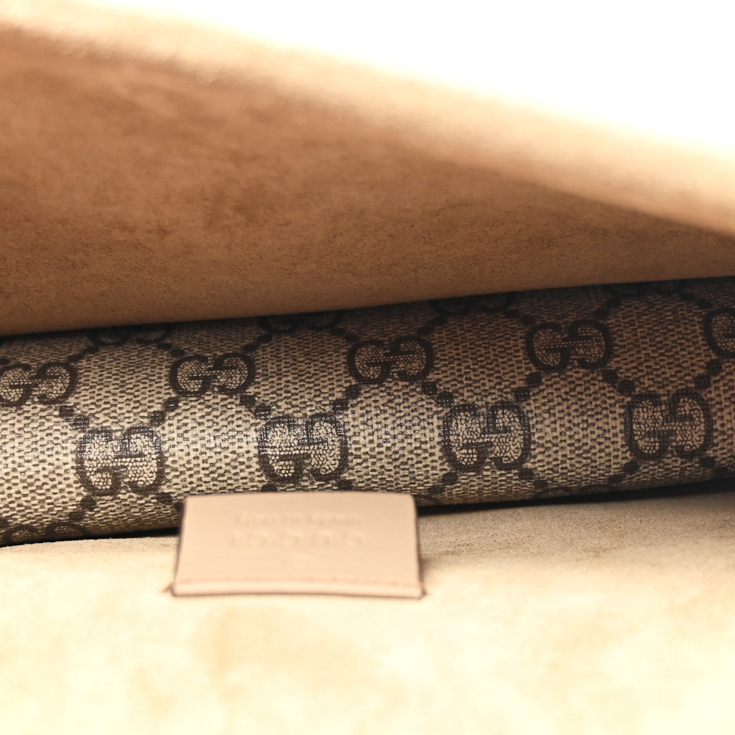 Gucci GG Supreme Monogram Suede Crystal Small Dionysus Shoulder Bag Beige Ebony Taupe 5 of 12