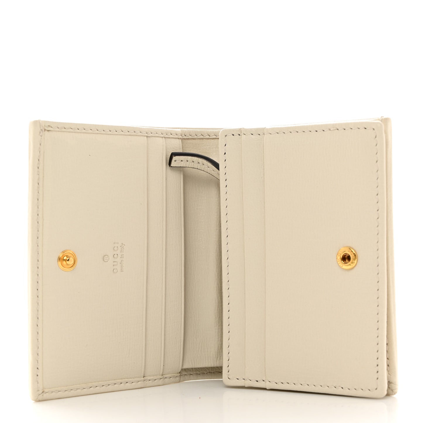 GG Supreme Monogram Azalea Calfskin Horsebit 1955 Card Case Wallet Beige Ebony Mystic White
