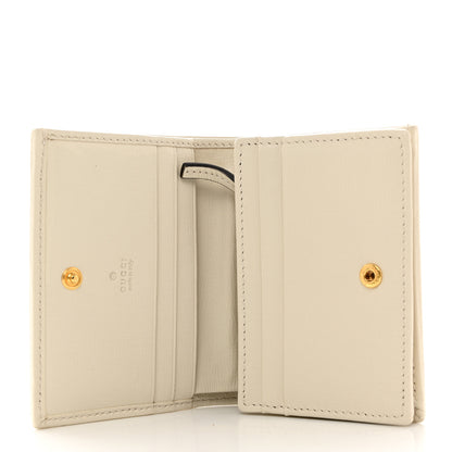 Gucci GG Supreme Monogram Azalea Calfskin Horsebit 1955 Card Case Wallet Beige Ebony Mystic White 5 of 9