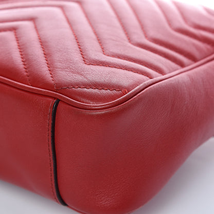 Gucci Calfskin Matelasse Medium GG Marmont Shoulder Bag Hibiscus Red 15 of 20