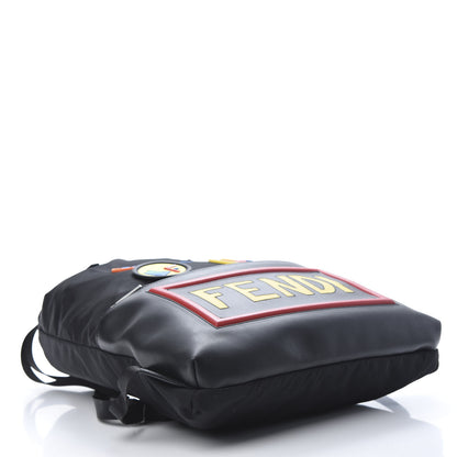 Fendi Nylon Vitello Faces Vocabulary Drawstring Backpack Black 3 of 10