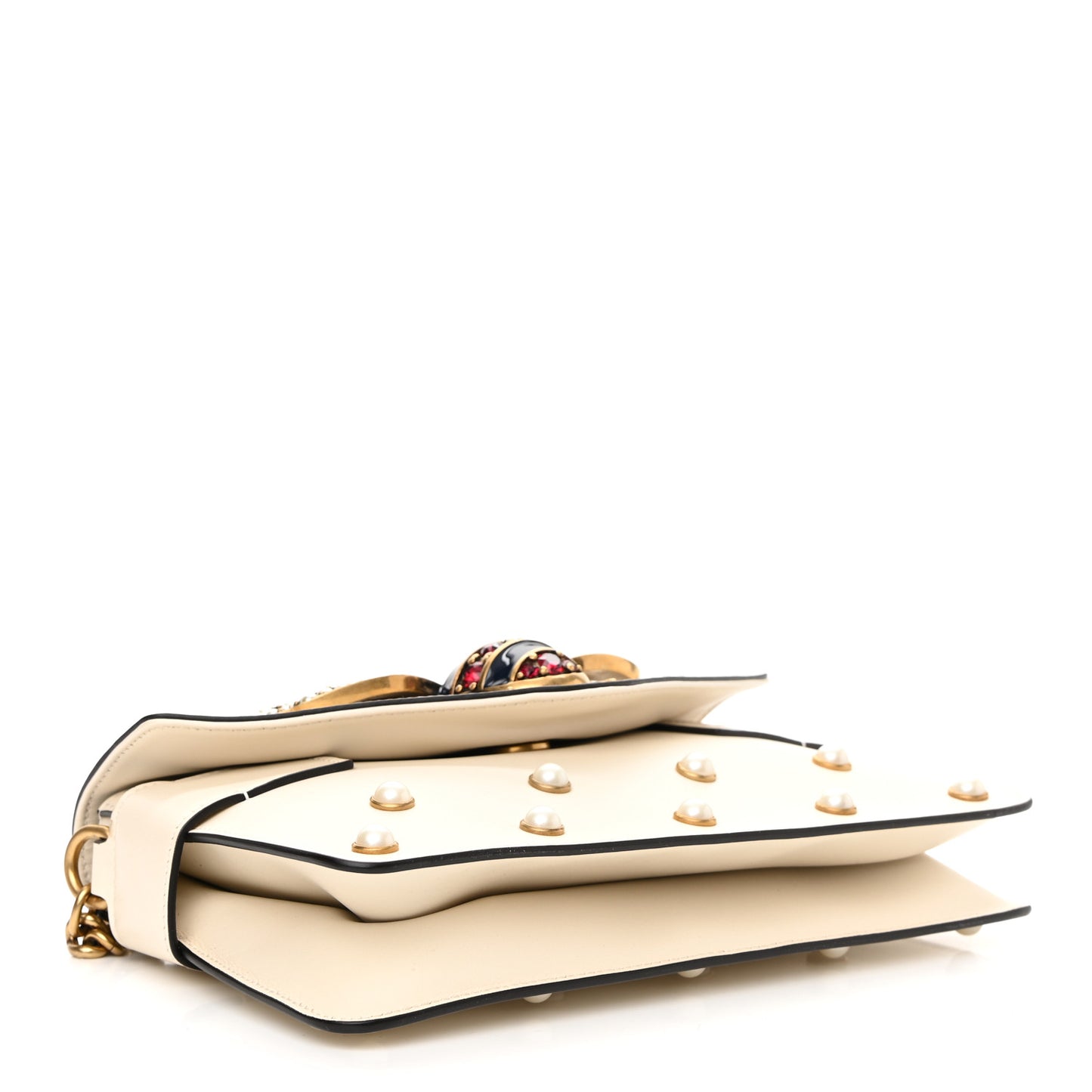 Nappa Pearl Studded Mini Queen Margaret Broadway Shoulder Bag Mystic White