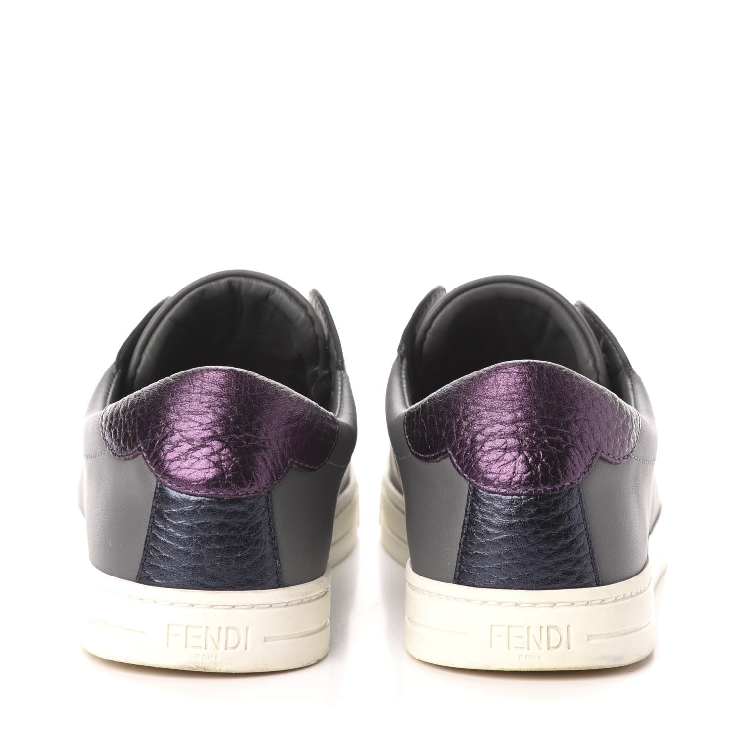 Fendi Vitello Lurex Rockoclick Slip On Sneakers 36 Alga Amarone Blueberry Multicolor 4 of 9