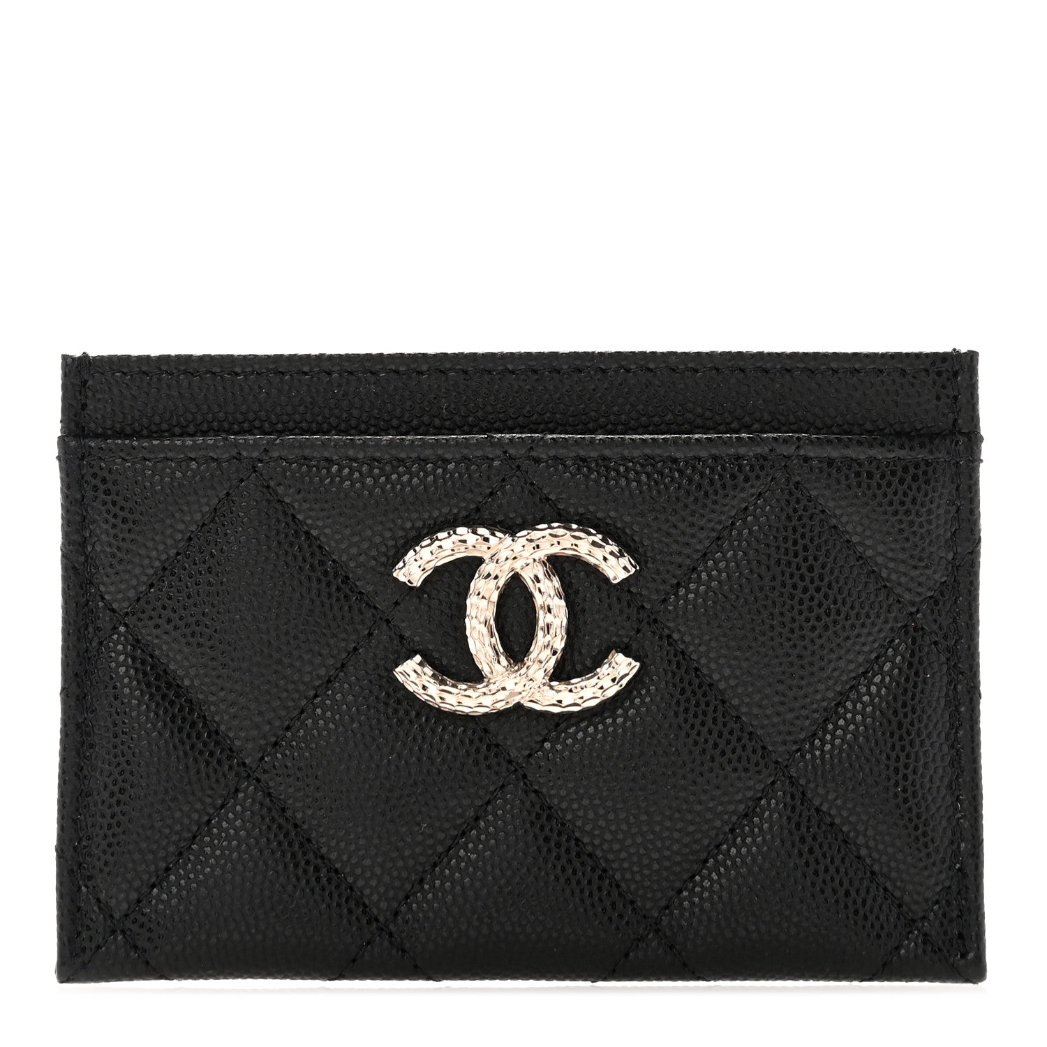 Chanel Caviar Quilted Hammered CC Card Holder Black 1 of 9