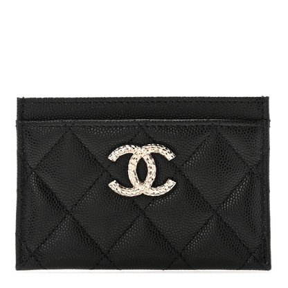 Chanel Caviar Quilted Hammered CC Card Holder Black 1 of 9