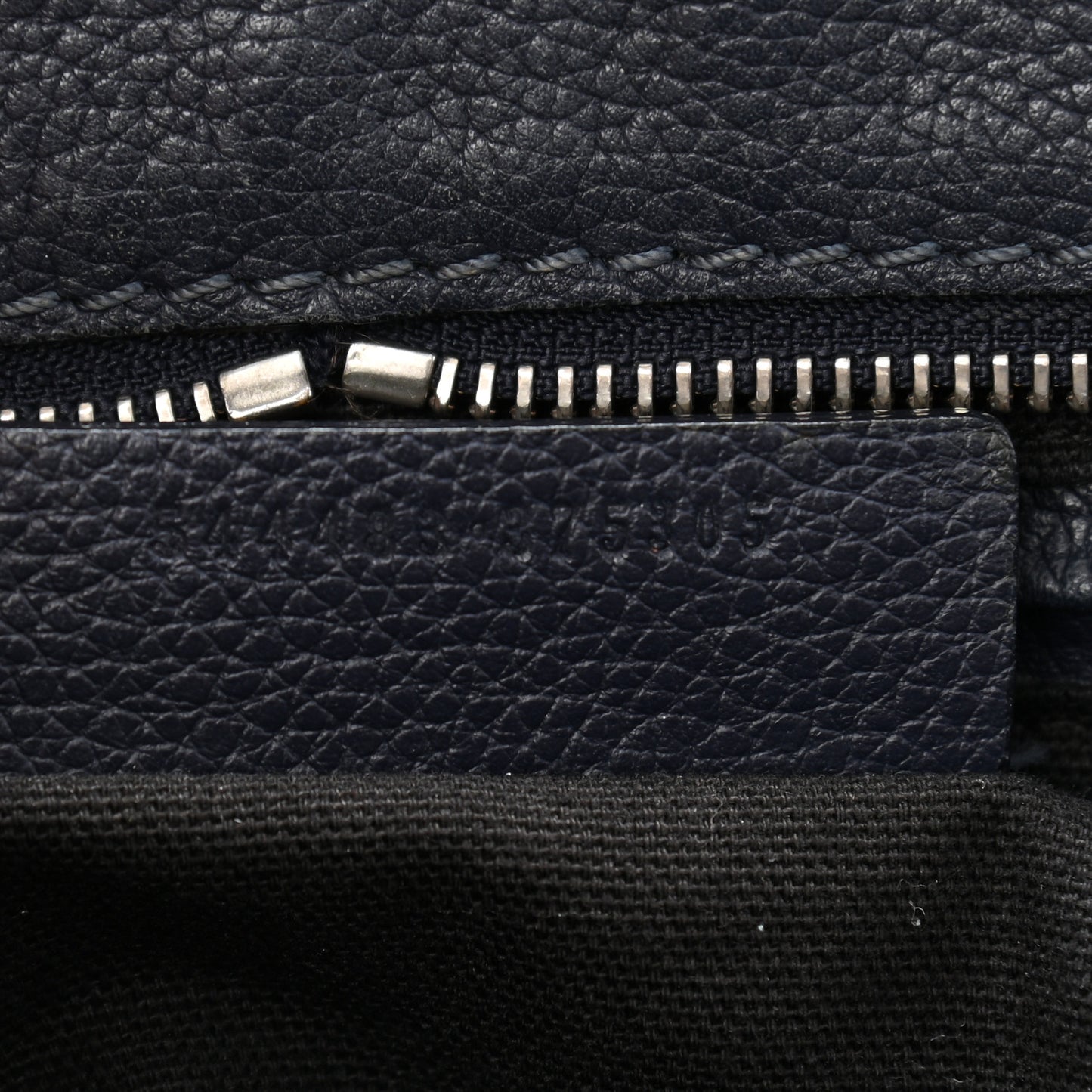 Pebbled Calfskin Large Skull Padlock Zip Around Tote Navy