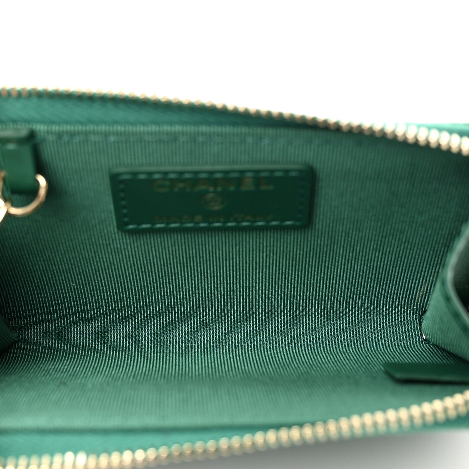 Chanel Iridescent Caviar Quilted Zipped Key Holder Case Green 5 of 8