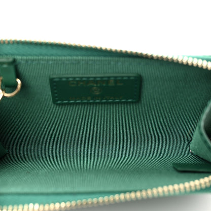 Chanel Iridescent Caviar Quilted Zipped Key Holder Case Green 5 of 8