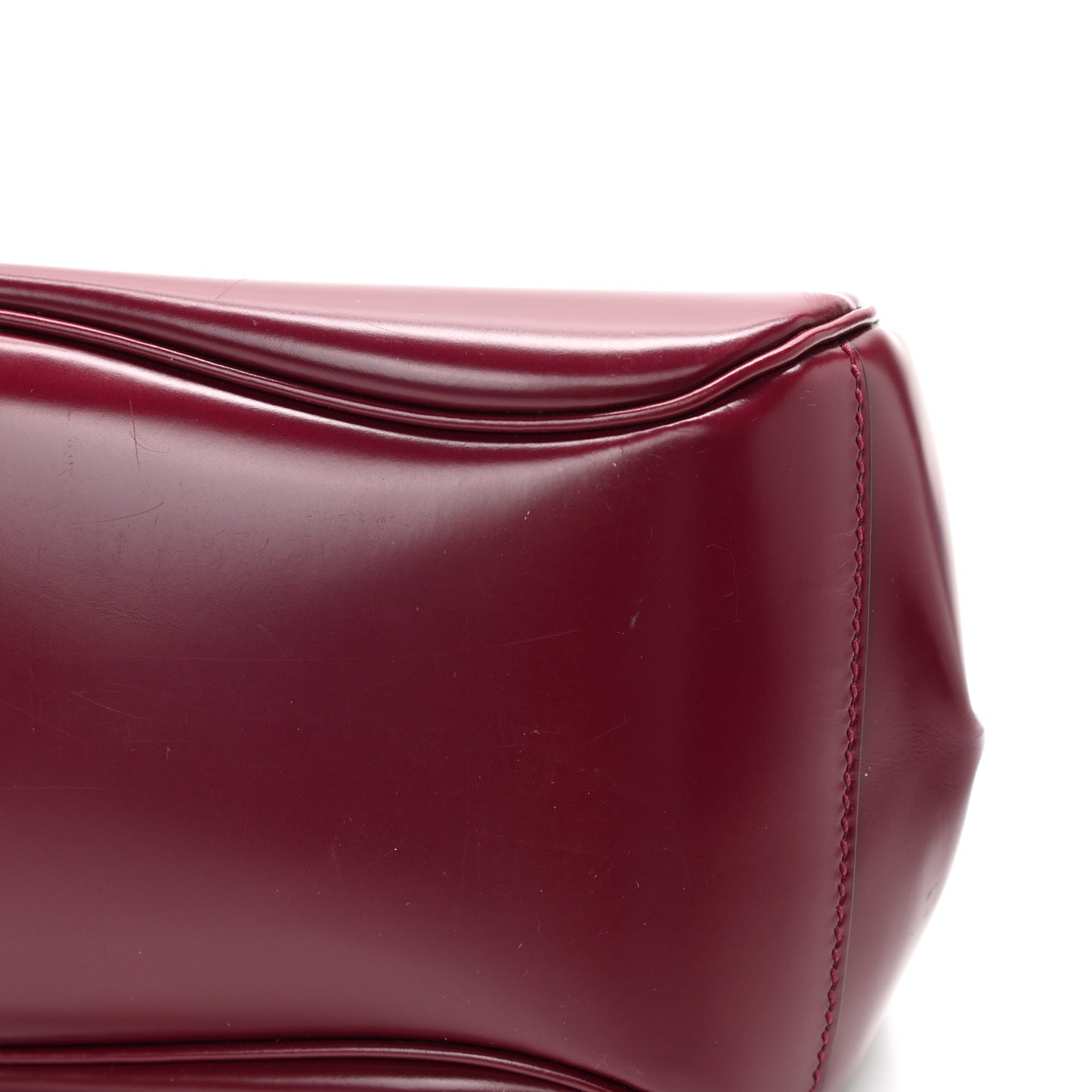 Regent Calfskin Bamboo Medium Lady Lock Top Handle Bag Purple Wine