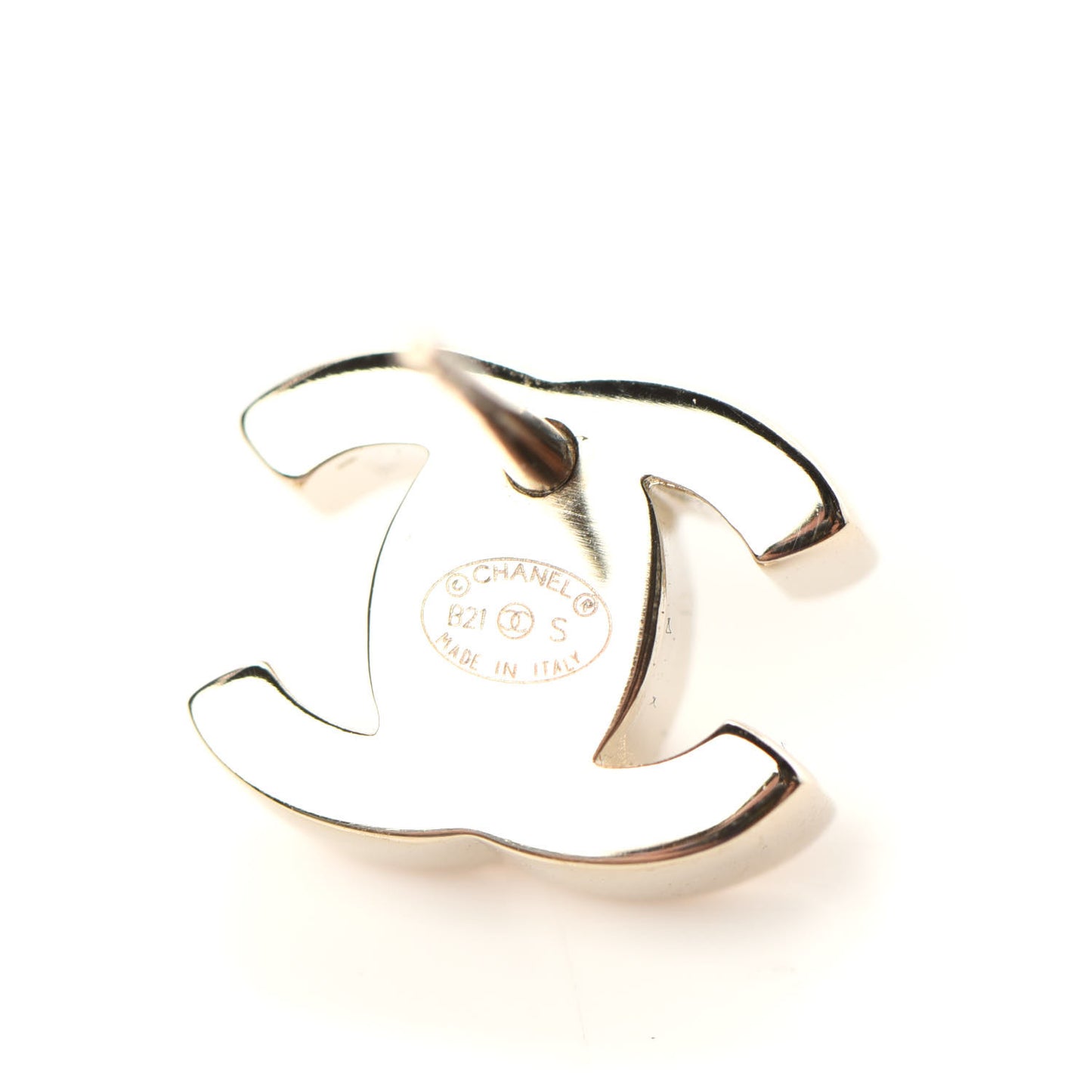 Metal CC Turnlock Clip On Earrings Gold