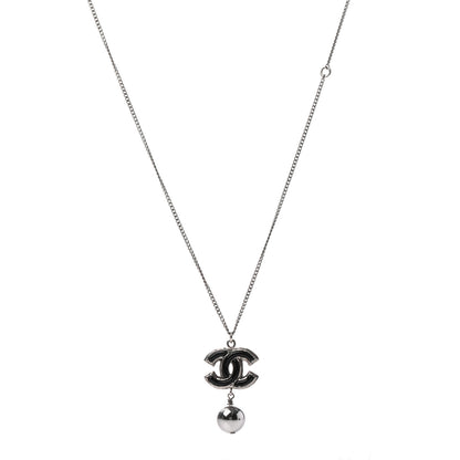 Chanel Pearl CC Drop Necklace Silver Black 1 of 5