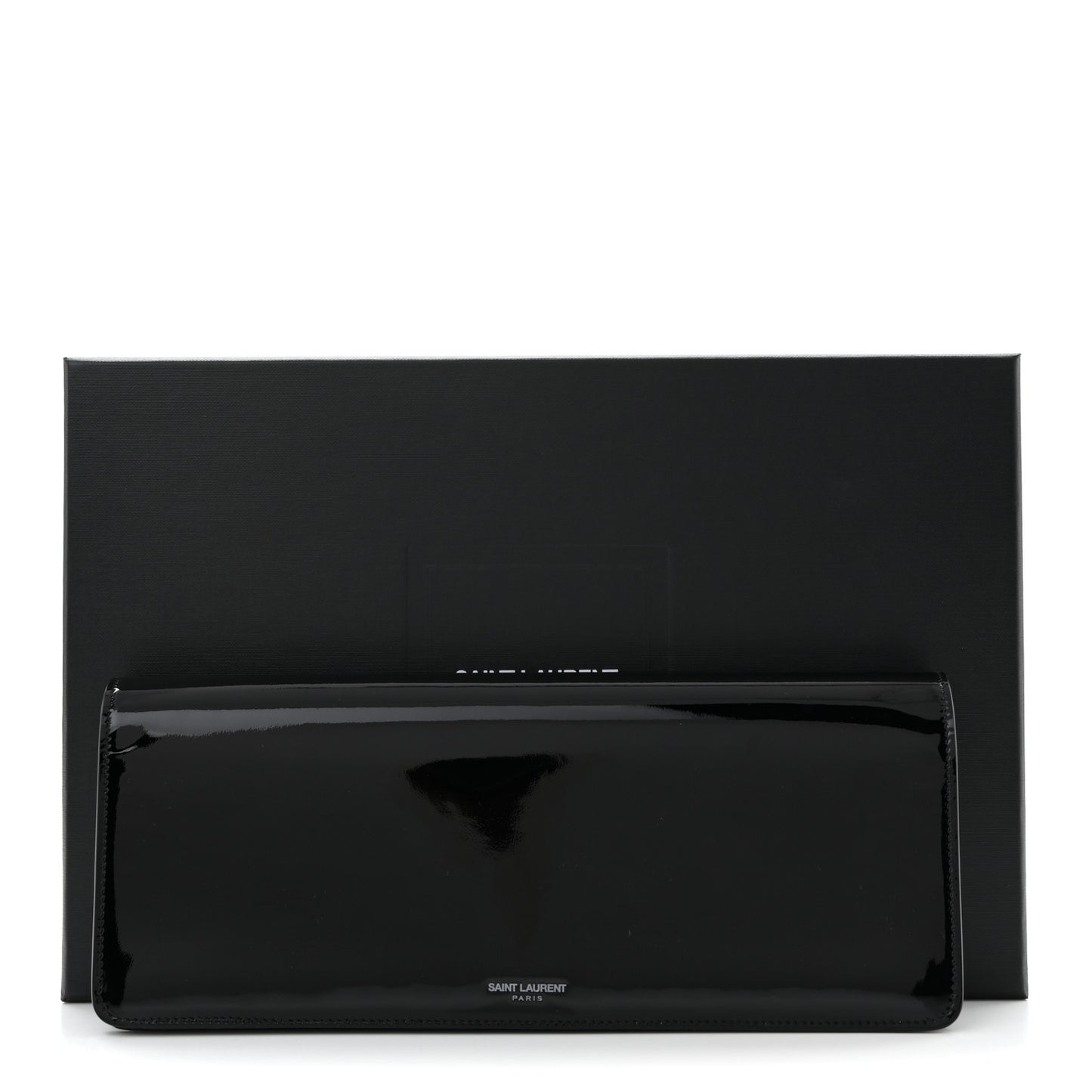 Patent Calfskin Clutch Black