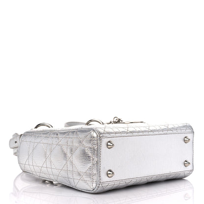 Christian Dior Metallic Grained Calfskin Cannage Small Lucky Badges My Lady Dior Silver 4 of 13