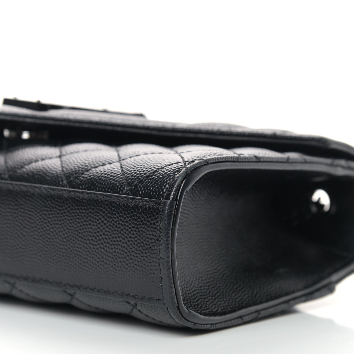 Grain De Poudre Textured Mixed Matelasse Triquilt Small Monogram Satchel Black