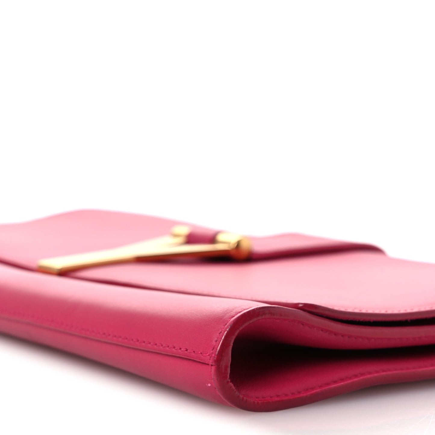 Calfskin Classic Y Ligne Clutch Fuchsia