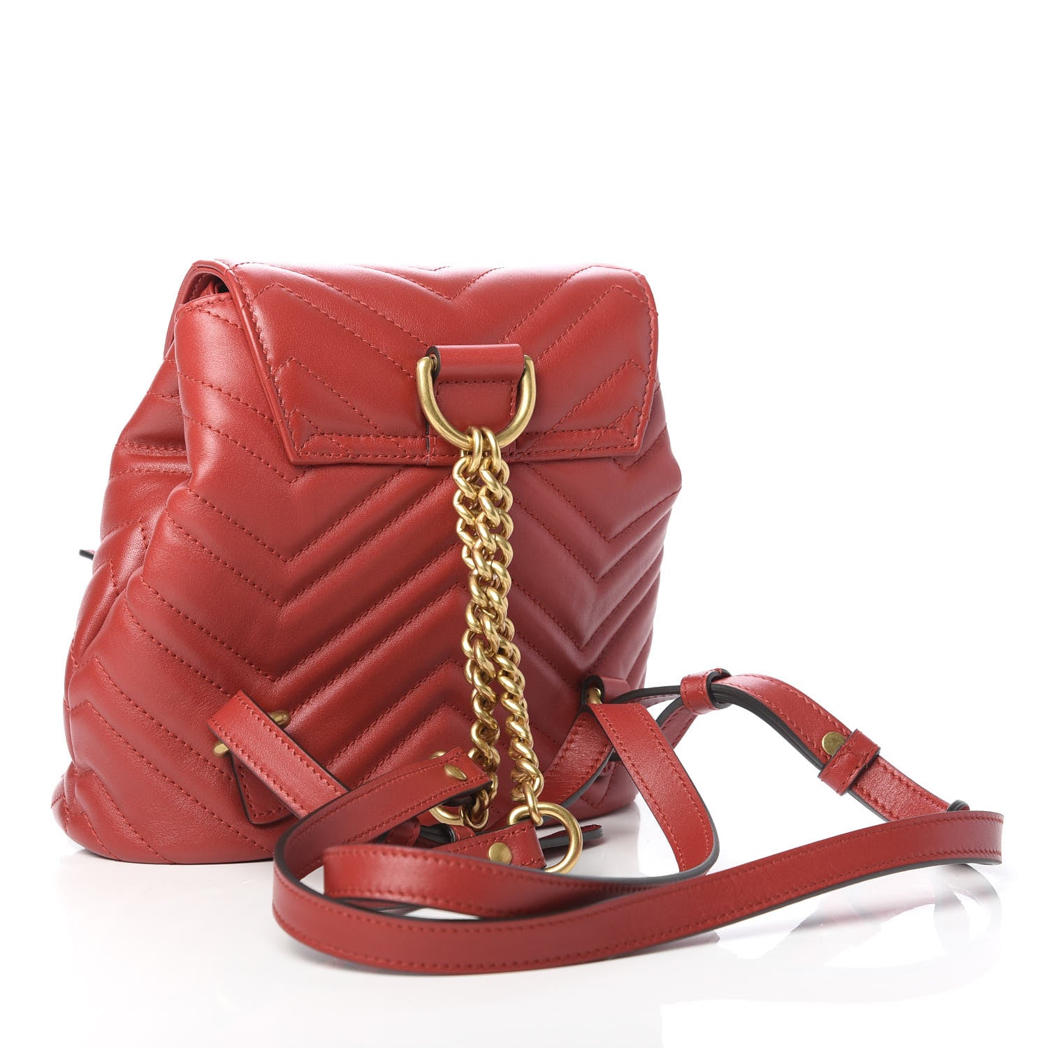 Gucci Calfskin Matelasse GG Marmont Flap Backpack Hibiscus Red 2 of 9