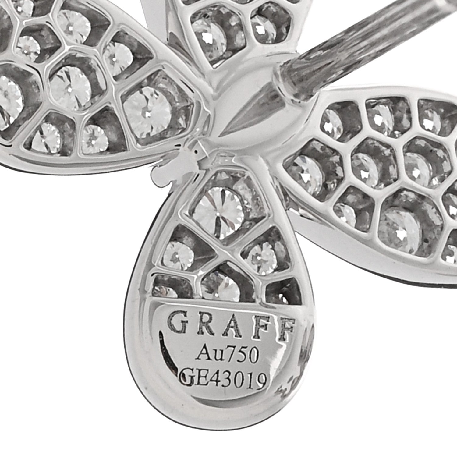 Graff 18K White Gold Diamond Small Pave Butterfly Earrings 4 of 5