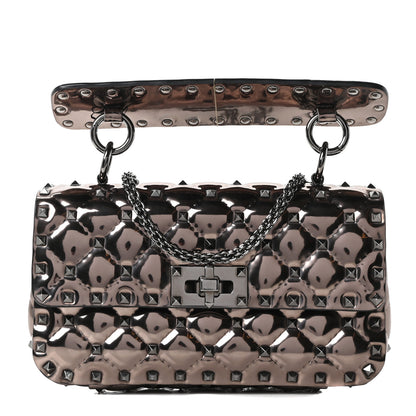 Valentino Garavani Metallic Patent Small Rockstud Spike Shoulder Bag Rutenio 1 of 9